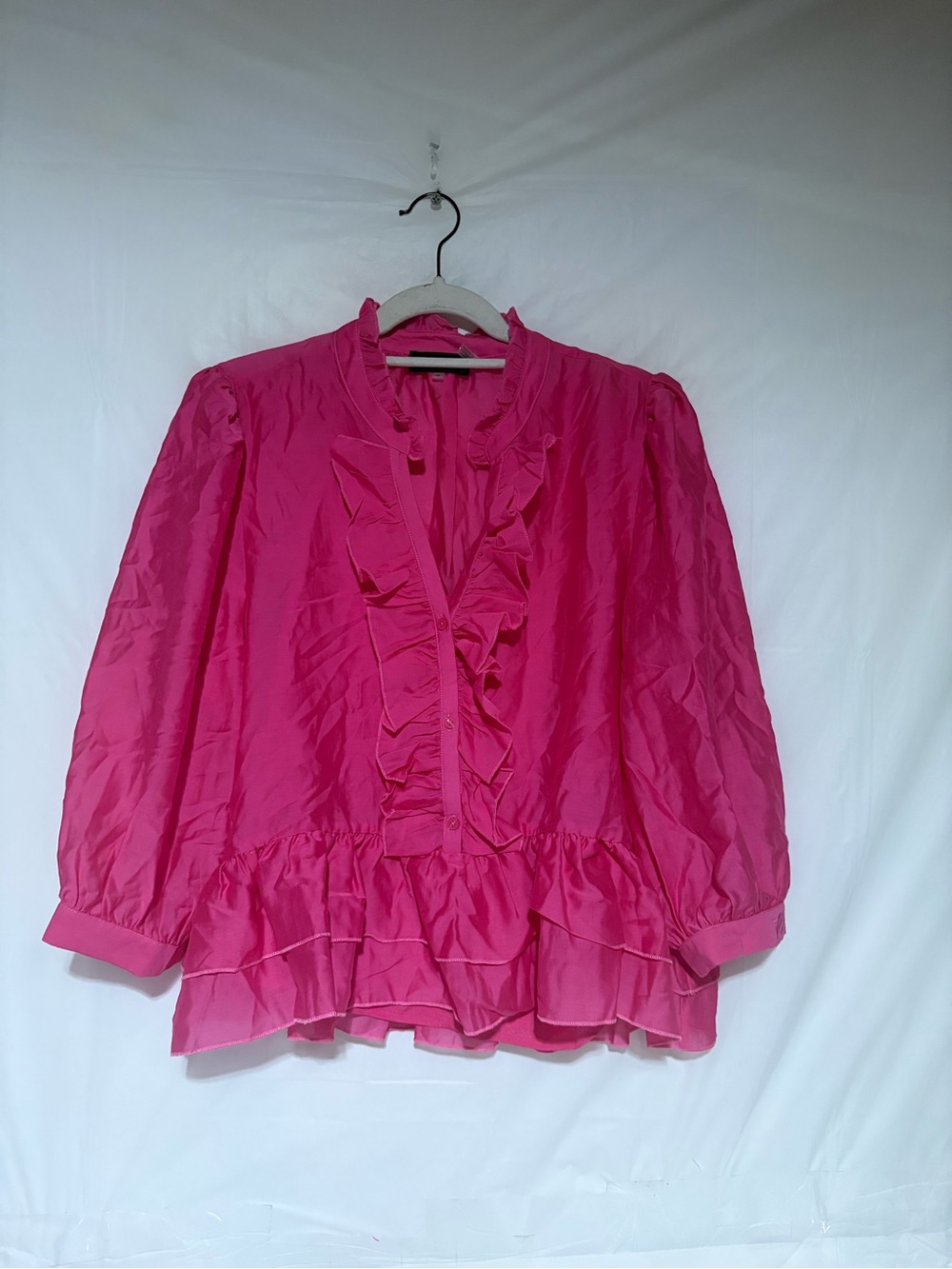 Karl Lagerfeld Hot Pink Ruffle-Front Blouse